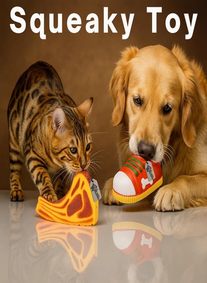 Western Era Combo Dog Squeaky Toy | Durable Rubber Chew Set | Includes Cartoon Shoe Squeaky Toy & Meat Piece Squeaky Chew | Indoor & Outdoor Play | Interactive & Fun | Keeps Pets Engaged & Happy - Image 2